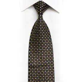 Aquascutum Black Rhinestone Silk Necktie With Gold Sparkles