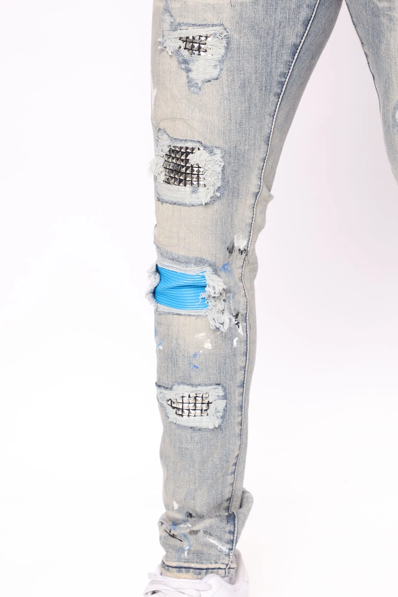 Back Patched Skinny Jeans - Light Wash