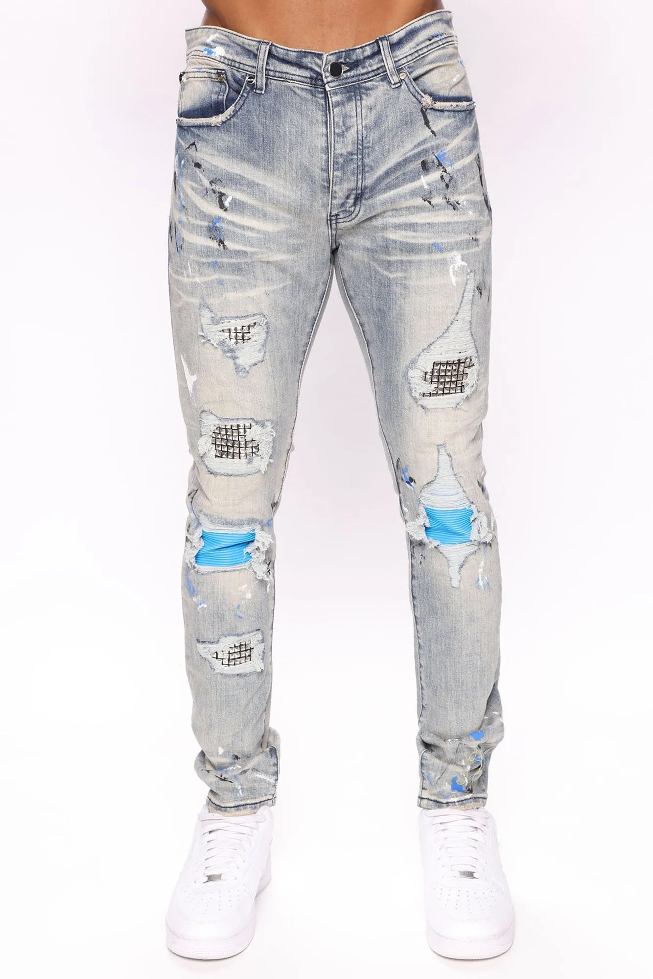 Back Patched Skinny Jeans - Light Wash