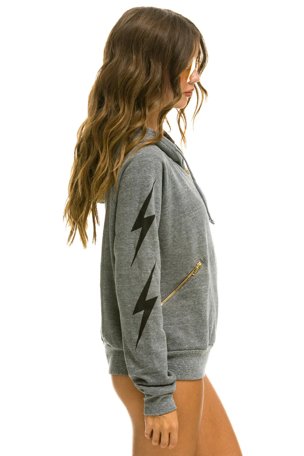 Bolt 4 Zip Hoodie Relaxed with Pockets ~ Heather Grey