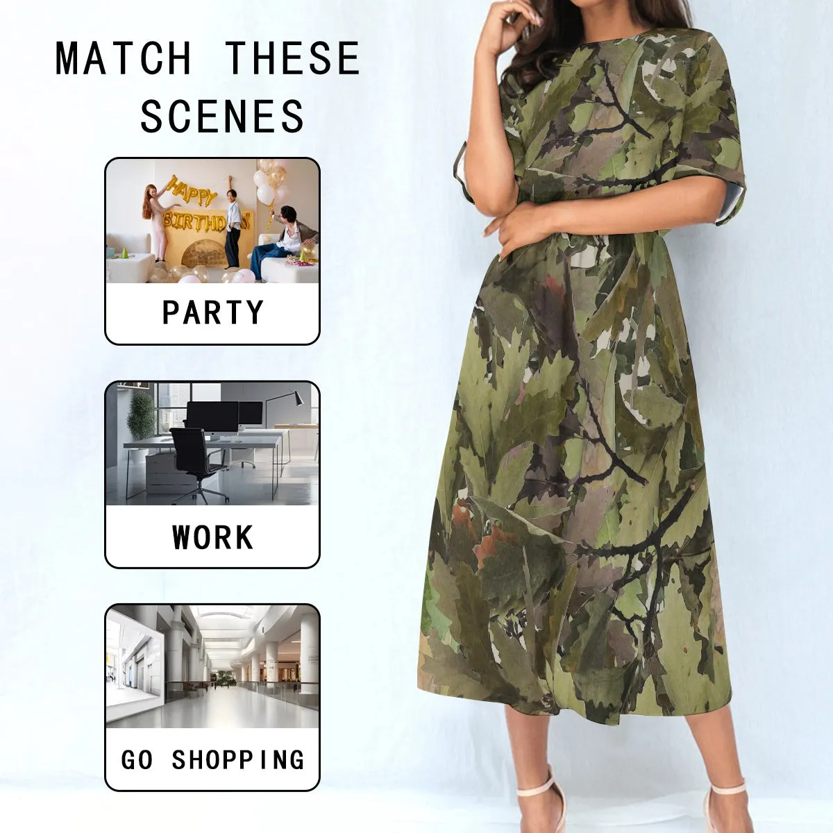 Camo Fashion Elastic Waist Dress