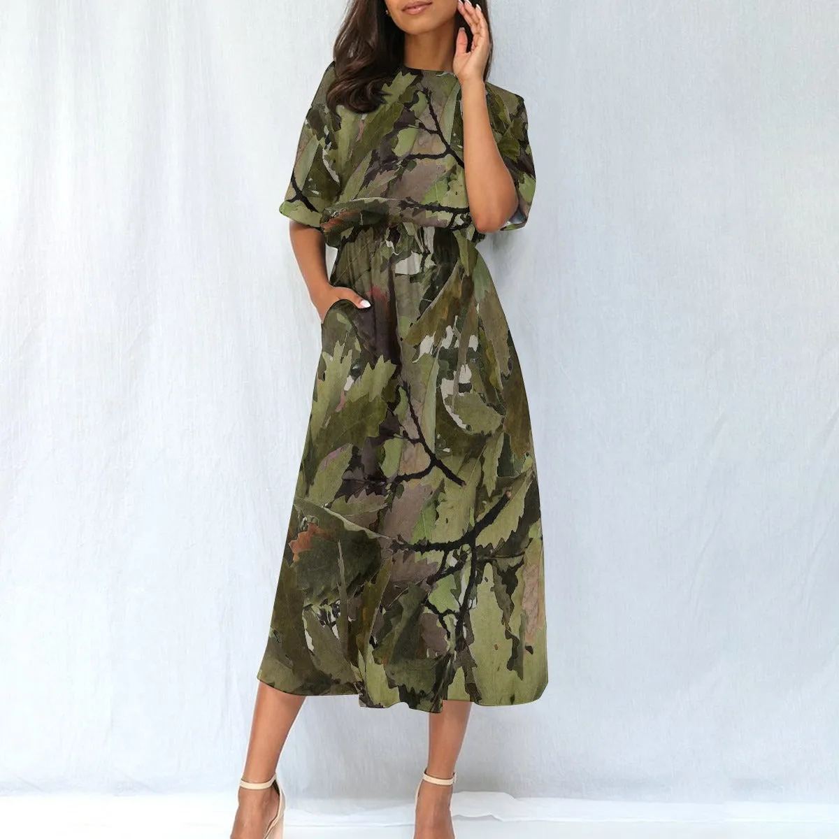 Camo Fashion Elastic Waist Dress