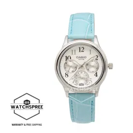 Casio Standard Analog Ladies Blue Leather Strap Watch LTPE306L-7B