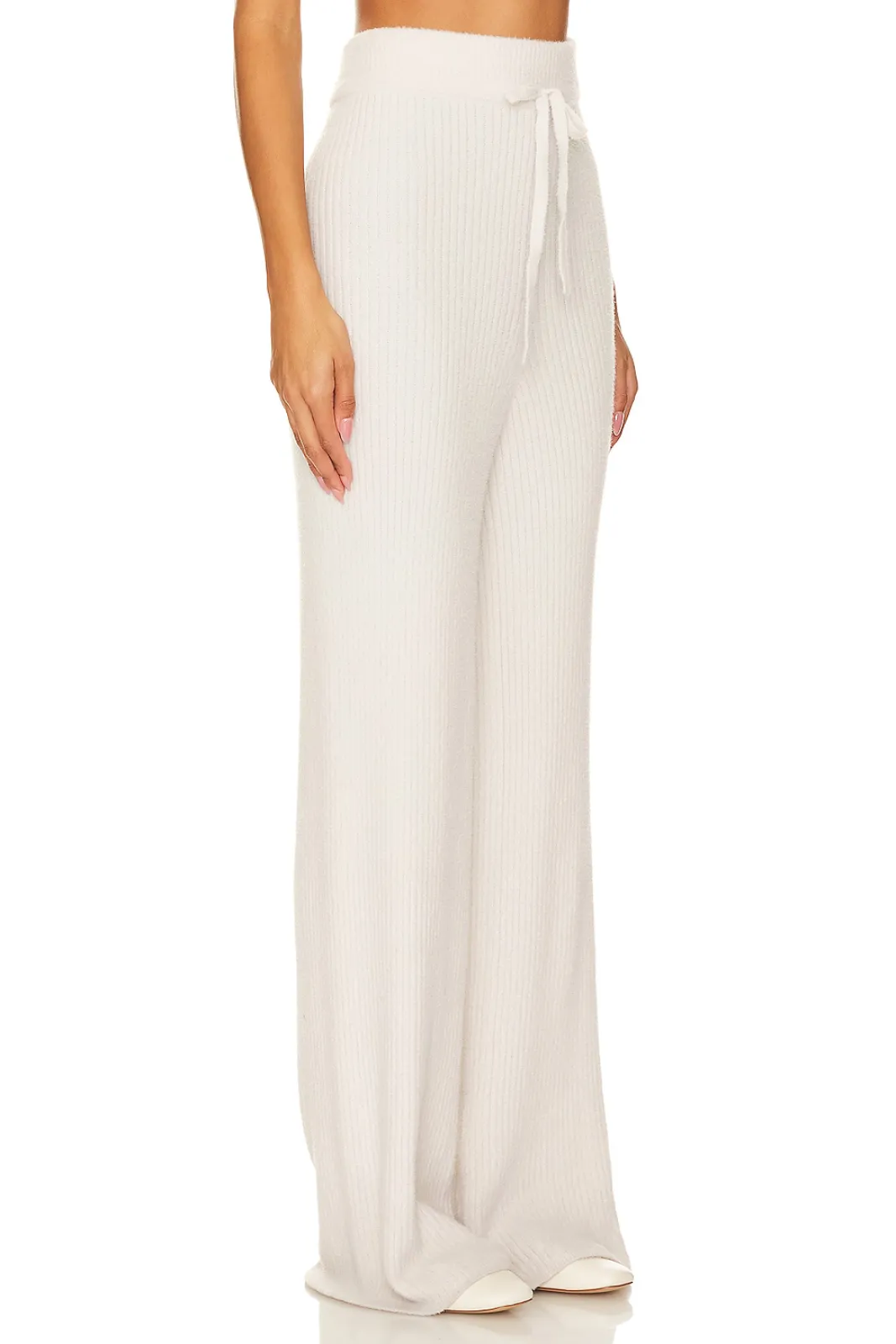 Chenille Wide Leg Pant, White Sand