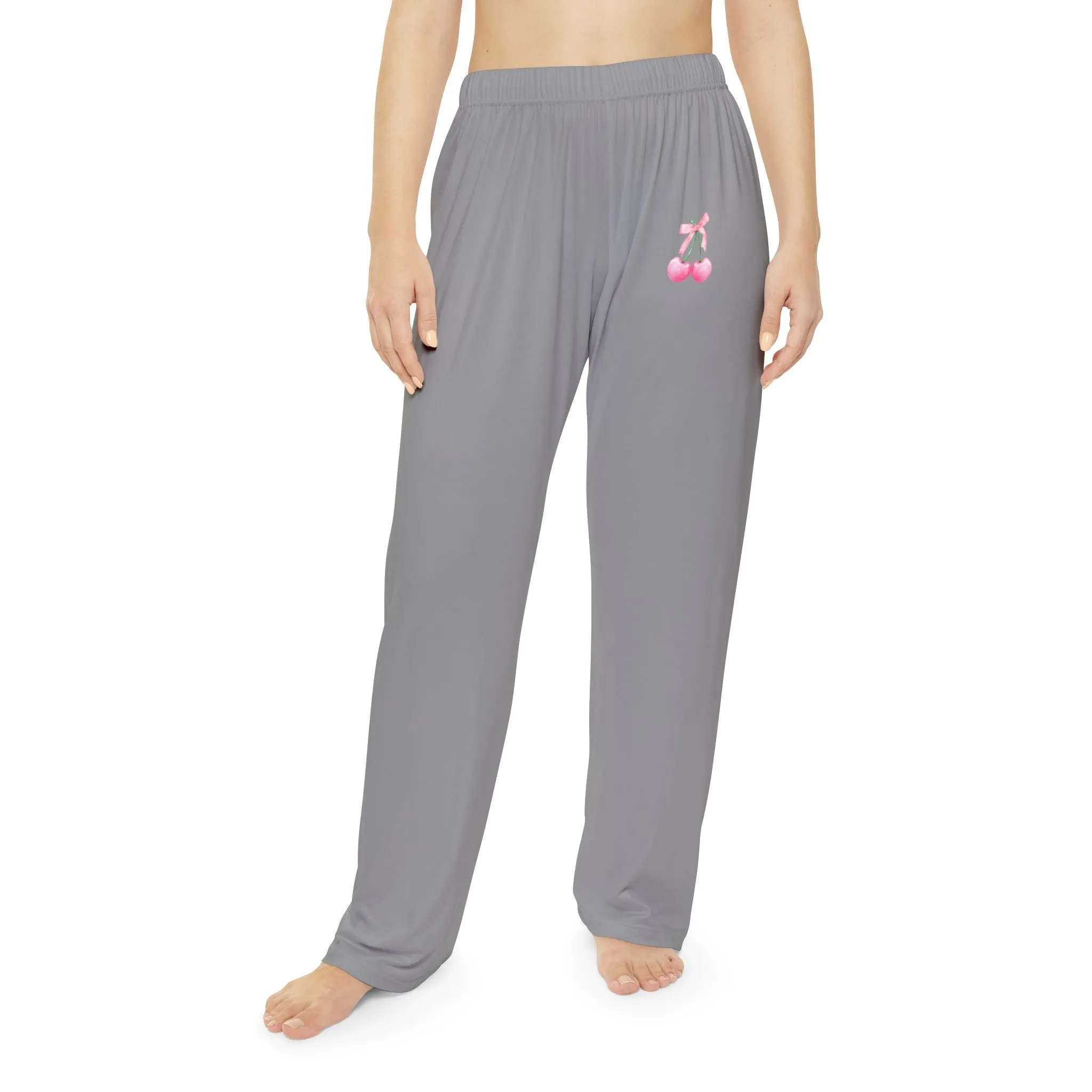 Cherry Bow Pajama Pants in Grey