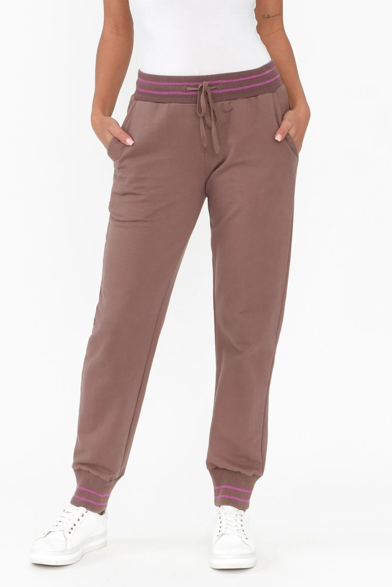 Claude Brown Cotton Blend Drawstring Pants