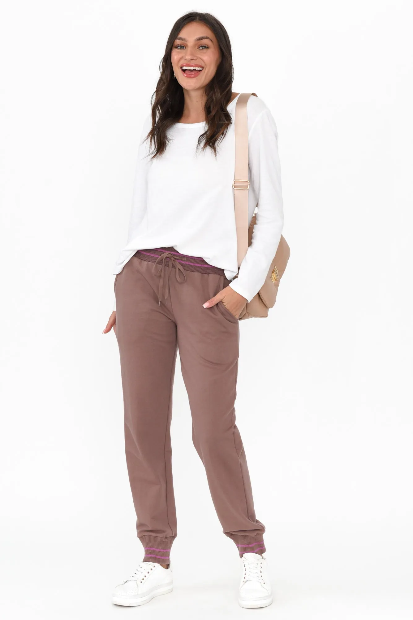 Claude Brown Cotton Blend Drawstring Pants