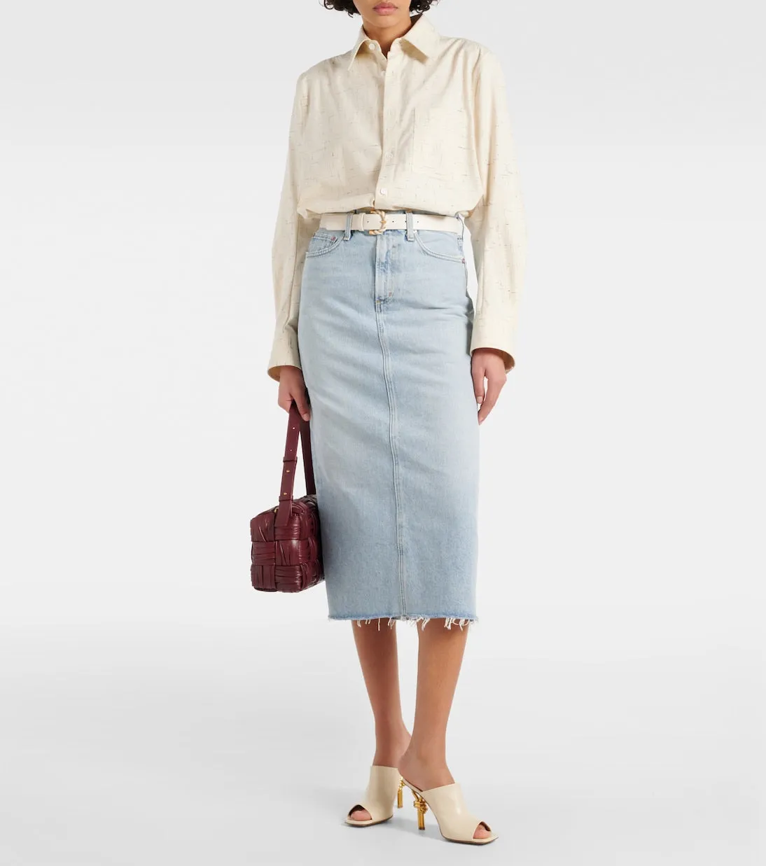 Denim midi skirt della Agolde, blue