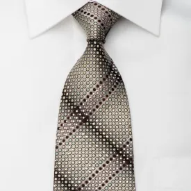 Elle Homme Rhinestone Silk Necktie Green Dots On Silver Sparkling With Rhinestones