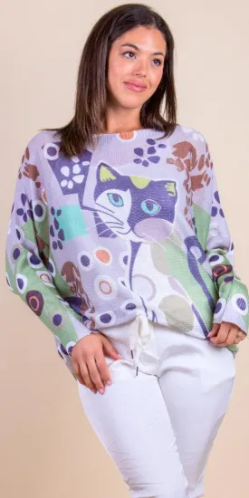 Emy Batwing Sweater with Cat