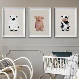 Farmyard Animals Nursery Prints Set Of 3