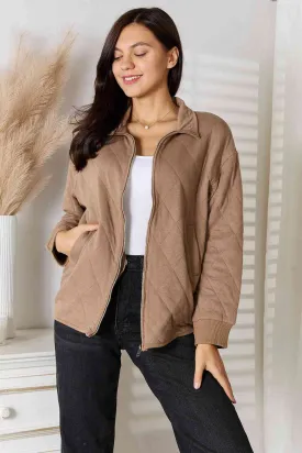 Full Size Zip-Up Jacket with Pockets