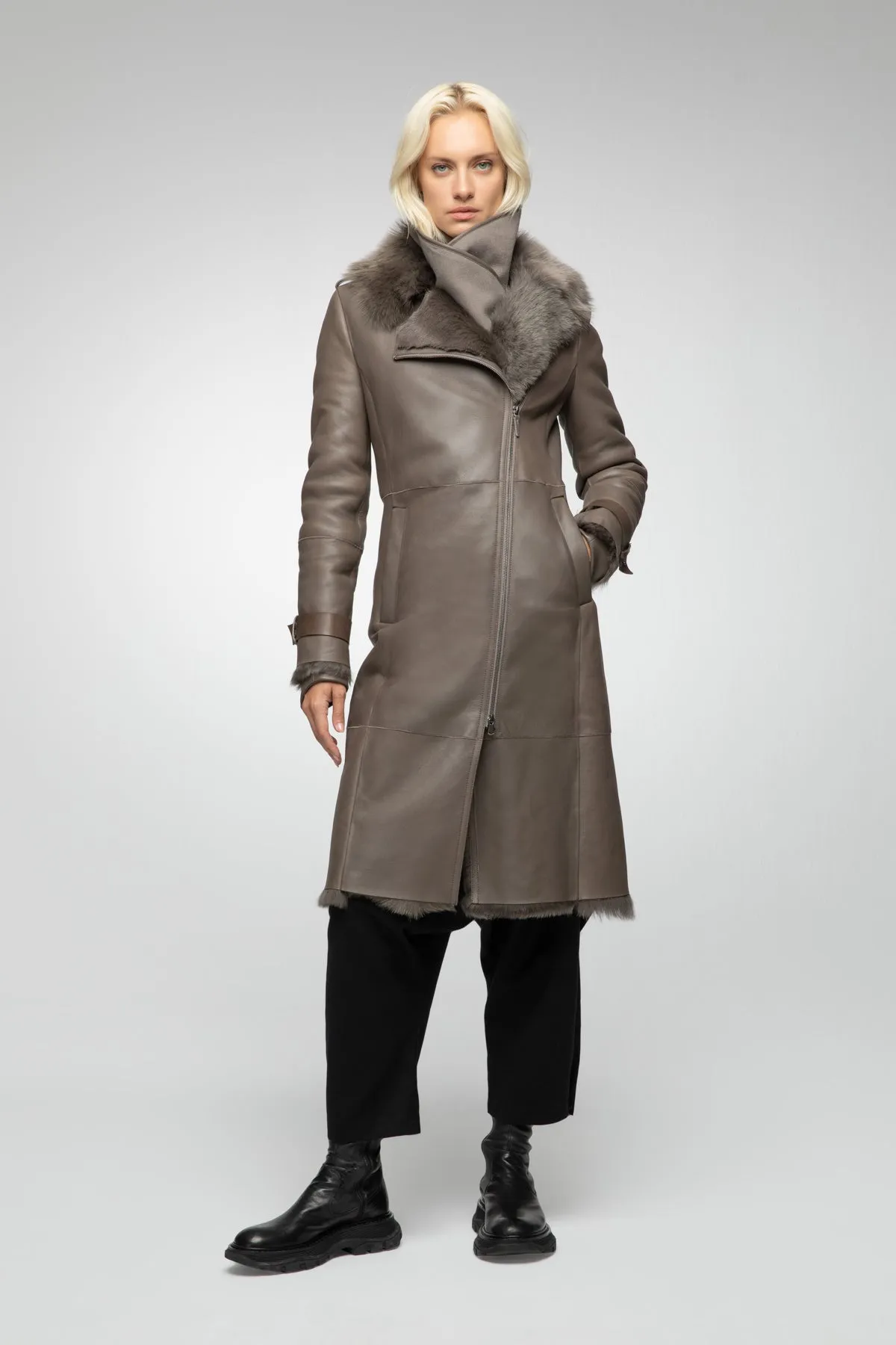 Harmony - Nude Shearling Coat