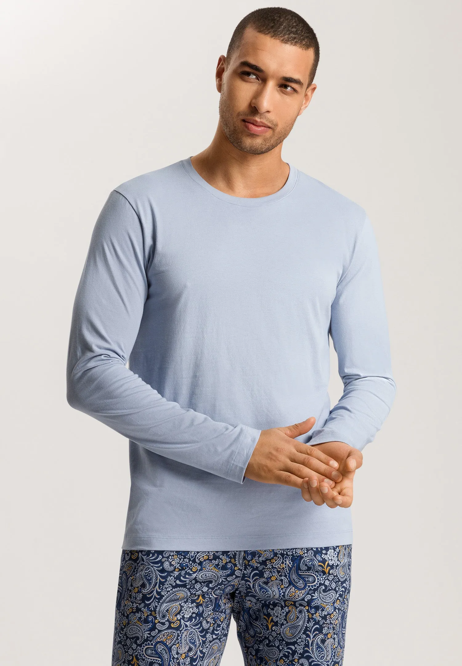 Living Shirts Cotton Crew Neck Top | Blue Dye 75053-2532