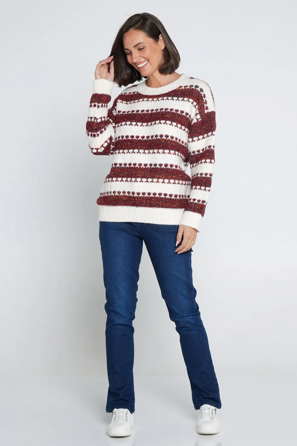 Mali Jumper  - Cream/Burgundy