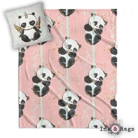 Morning Panda Pandacorn Decorative Throw and Pillow Cover Set