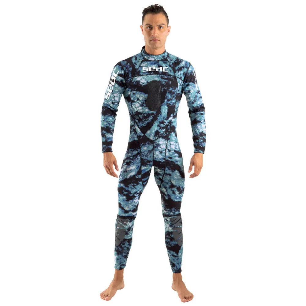 Open Box Seac 1.5 mm Men Body-Fit Camo One-Piece Wetsuit - Green/Blue Camo - 3X-Large