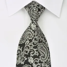 Paco Rabanne Rhinestone Necktie Silver Baroque Paisley On Black