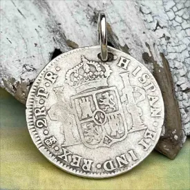 Pirate Chic Silver 2 Reale Spanish Portrait Dollar Dated 1780 - the Legendary "Piece of Eight" Pendant | Artifact #8864