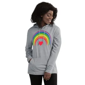 Rainbow Heart - Unisex Lightweight Hoodie, comfy, soft, fun, colorful