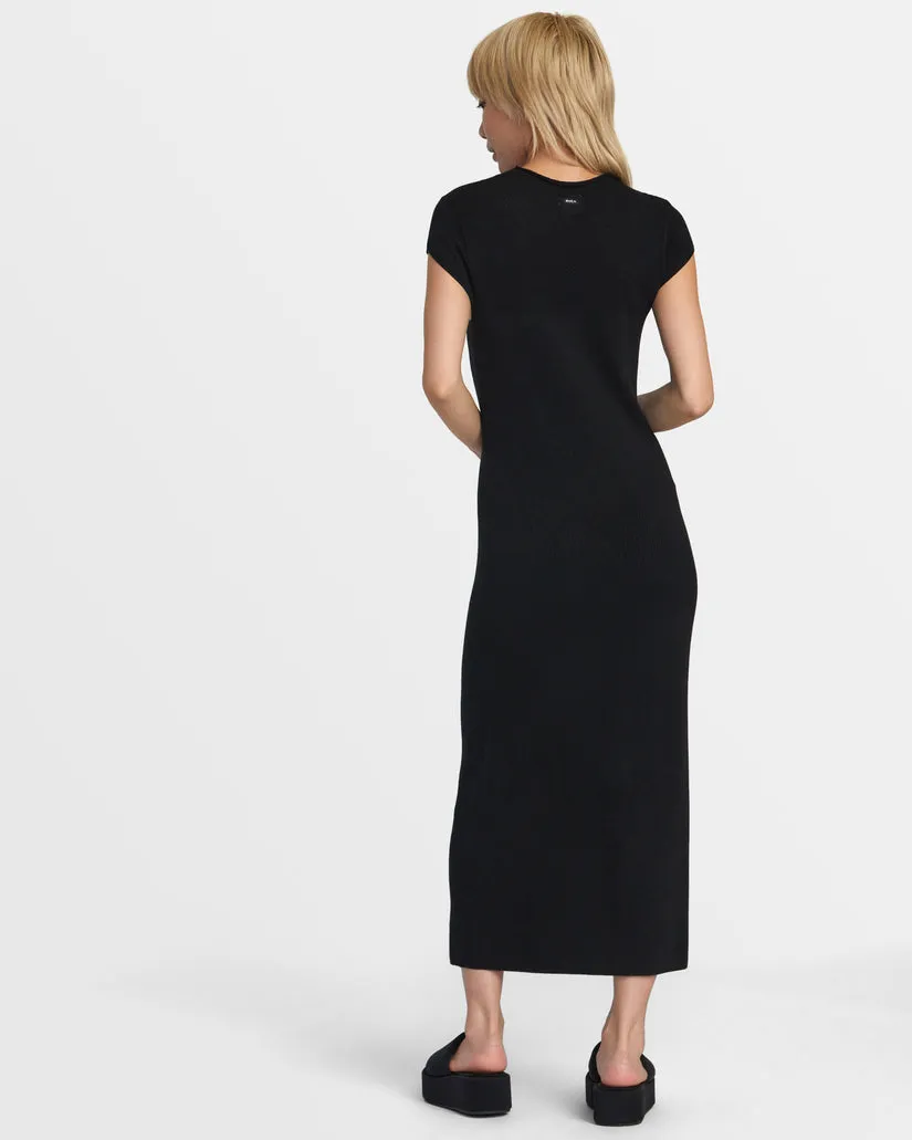 RVCA LATELY SOLID SWEATER DRESS - BLACK