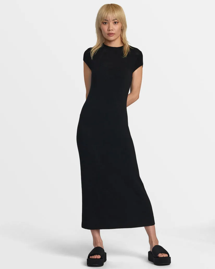 RVCA LATELY SOLID SWEATER DRESS - BLACK