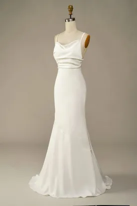 Simple Mermaid Low Back Silk Wedding Dress