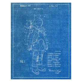 Space Suit 1973: Patent Art Print - Blueprint