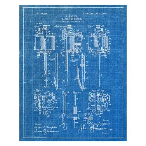 Tattooing Device 1904: Patent Art Print - Blueprint