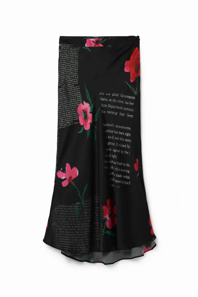 Text Slip Midi Skirt By Desigual