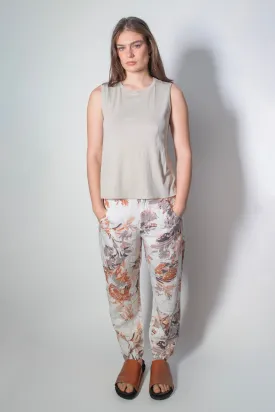 Transit Par Such Linen Ivory Soft Floral Print Trouser