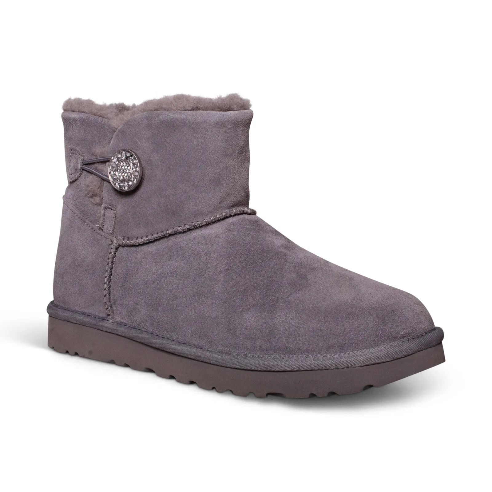 UGG Mini Bailey Button Crystals Charcoal Boots - Women's