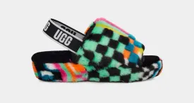 UGG Womens Fluff Yeah Slide Checks Black Multi