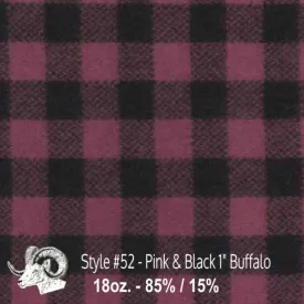 Wool Swatch - 52 - Pink & Black 1" Buffalo